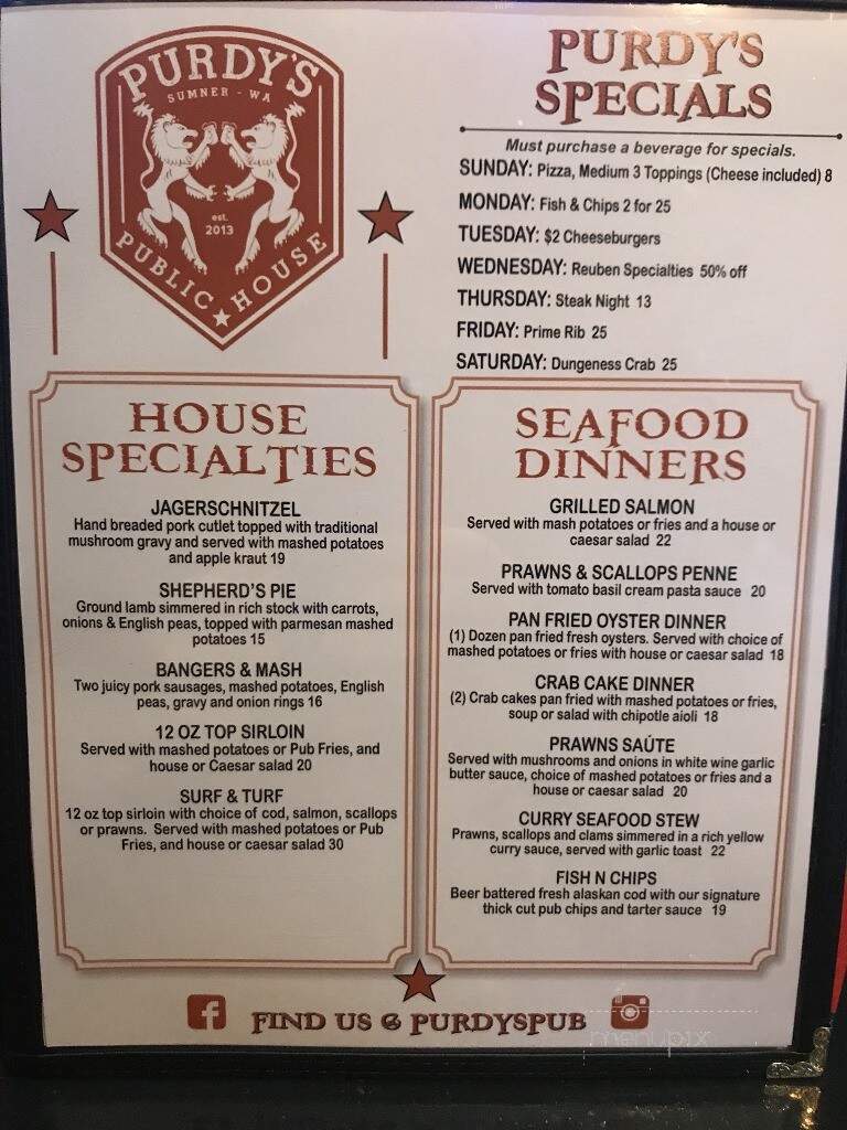 Gordon and Purdy's Public House - Sumner, WA menu_pic