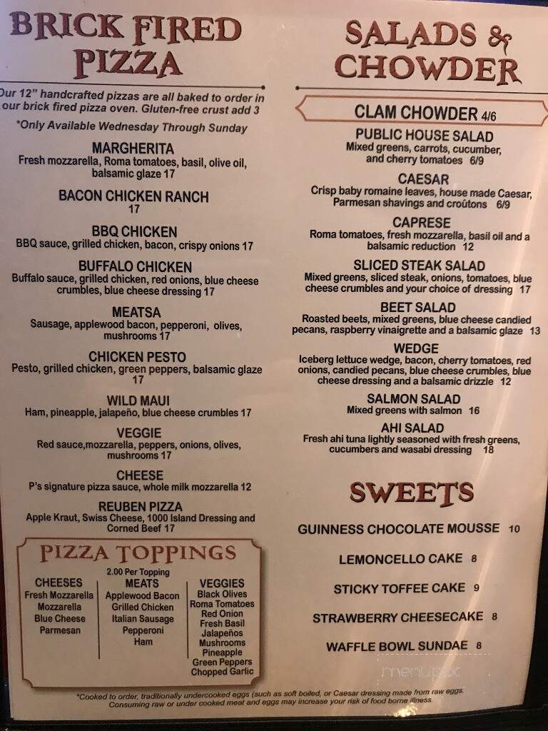 Gordon and Purdy's Public House - Sumner, WA menu_pic