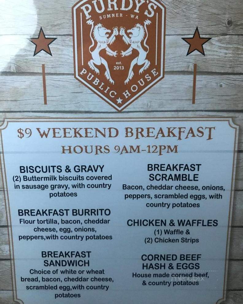 Gordon and Purdy's Public House - Sumner, WA menu_pic