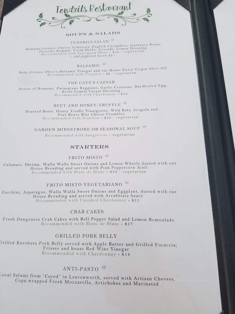 Tendrils Restaurant - Quincy, WA menu_pic