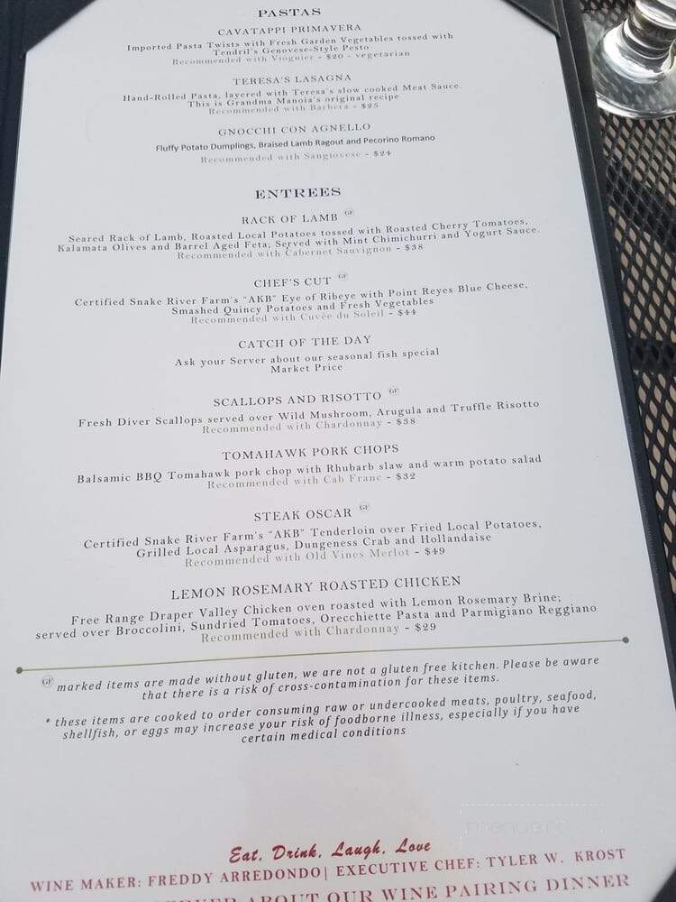 Tendrils Restaurant - Quincy, WA menu_pic