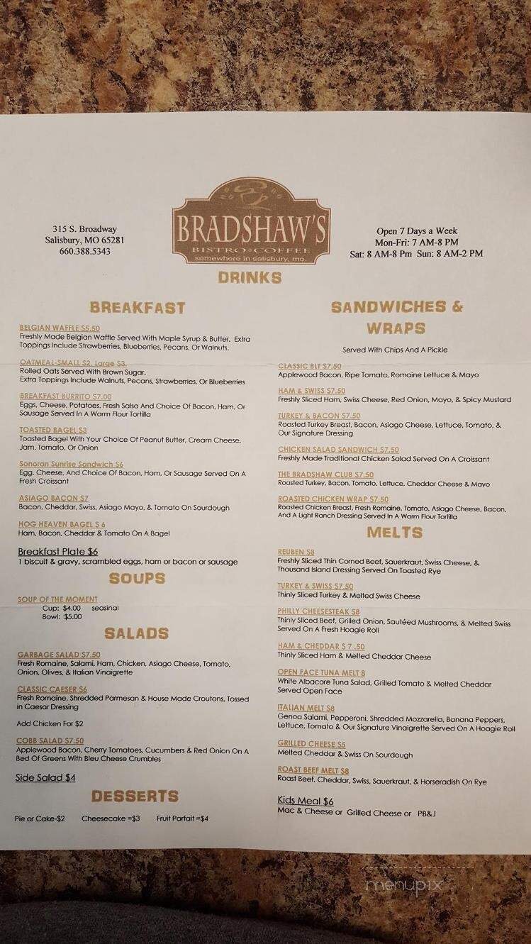 Bradshaws Bistro & Coffee - Salisbury, MO