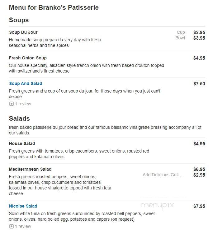 Branko's Patesserie - Honesdale, PA menu_pic