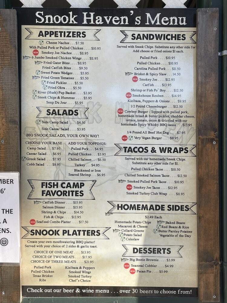 Snook Haven Restaurant & Fish - Venice, FL menu_pic
