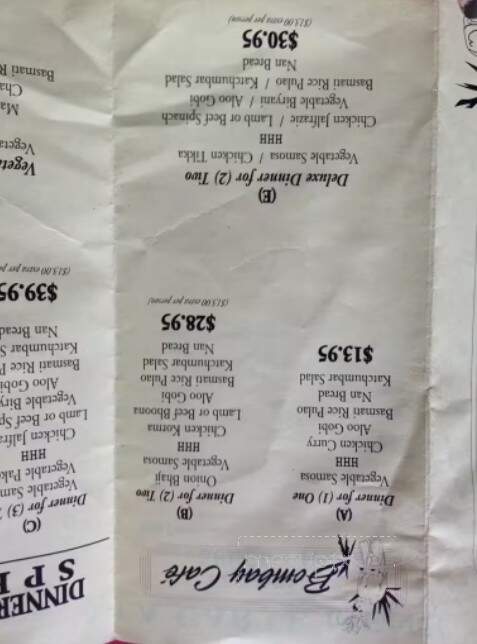 Bombay Cafe - Guelph, ON menu_pic