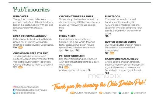 Olde Dublin Pub - Charlottetown, PE menu_pic