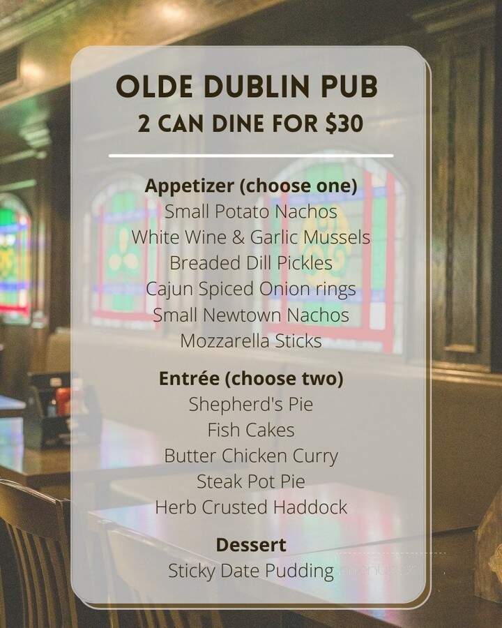 Olde Dublin Pub - Charlottetown, PE menu_pic