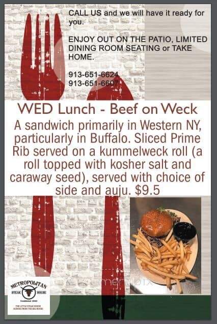 Metropolitan Steakhouse - Leavenworth, KS menu_pic