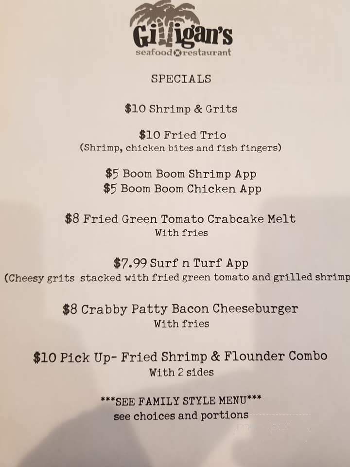 Gilligans - Beaufort, SC menu_pic