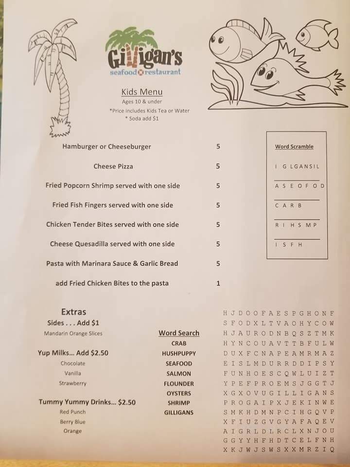 Gilligans - Beaufort, SC menu_pic