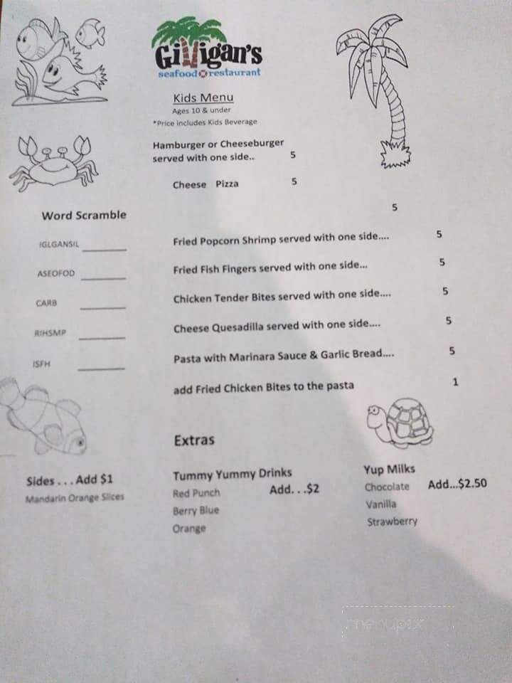 Gilligans - Beaufort, SC menu_pic