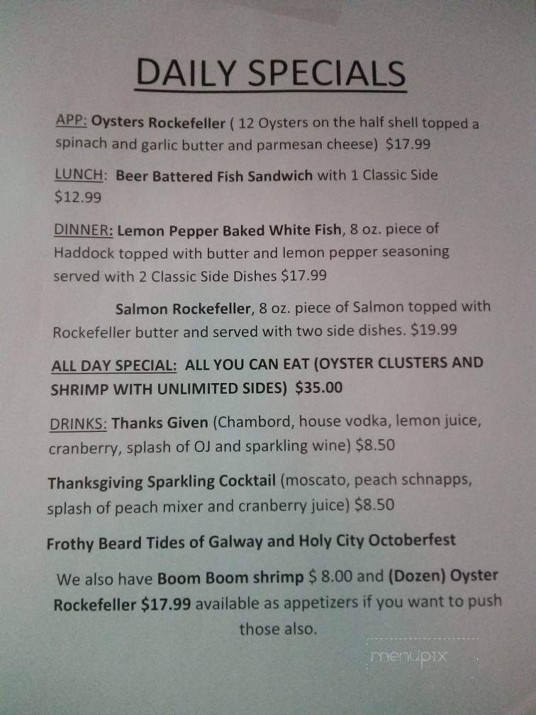 Gilligans - Beaufort, SC menu_pic