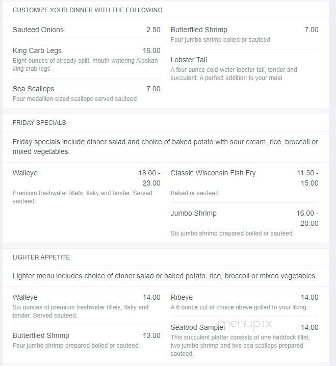 Red Mill Supper Club - Stevens Point, WI menu_pic