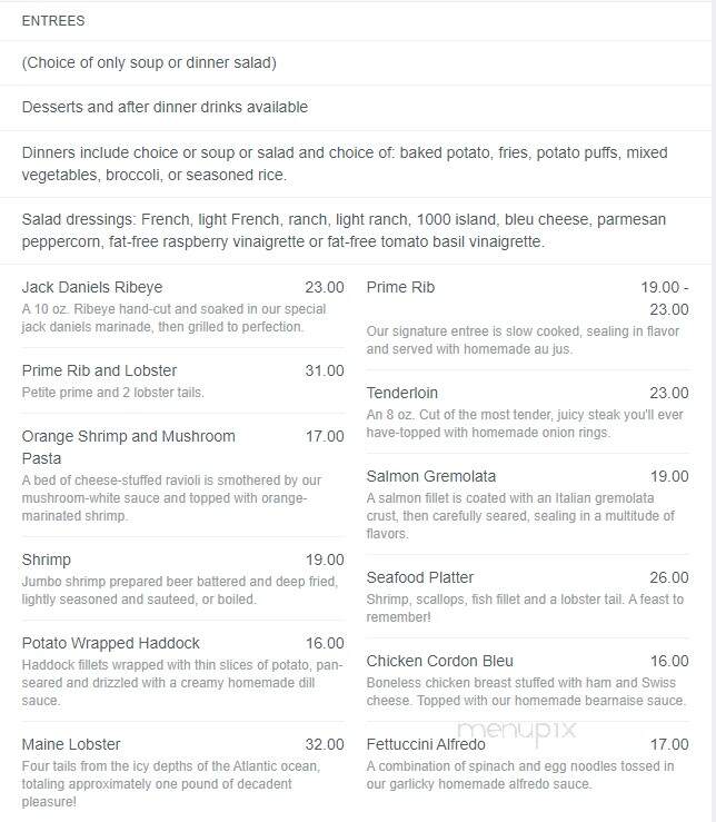 Red Mill Supper Club - Stevens Point, WI menu_pic