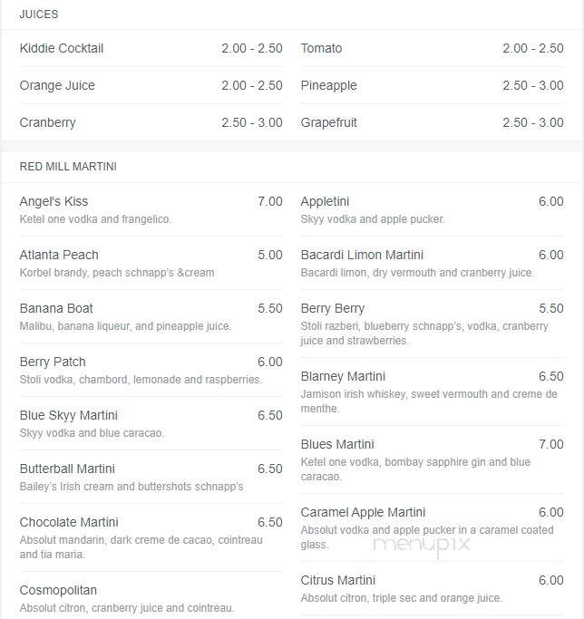Red Mill Supper Club - Stevens Point, WI menu_pic