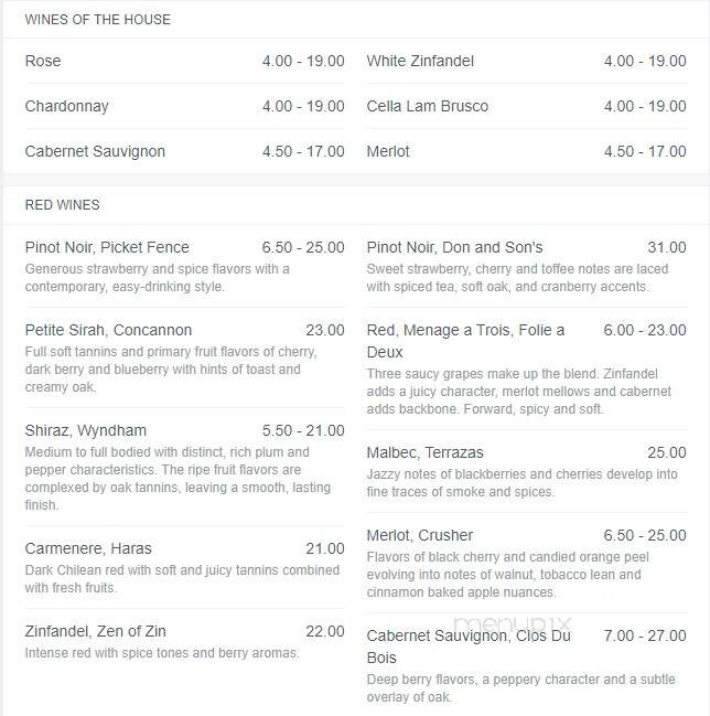 Red Mill Supper Club - Stevens Point, WI menu_pic