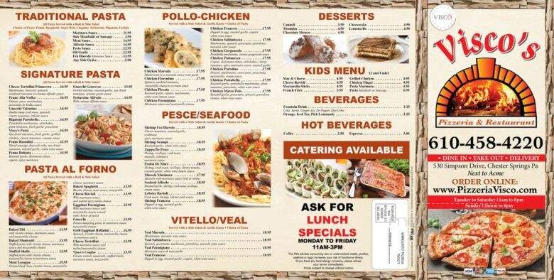 Pizzeria Visco - Chester Springs, PA menu_pic