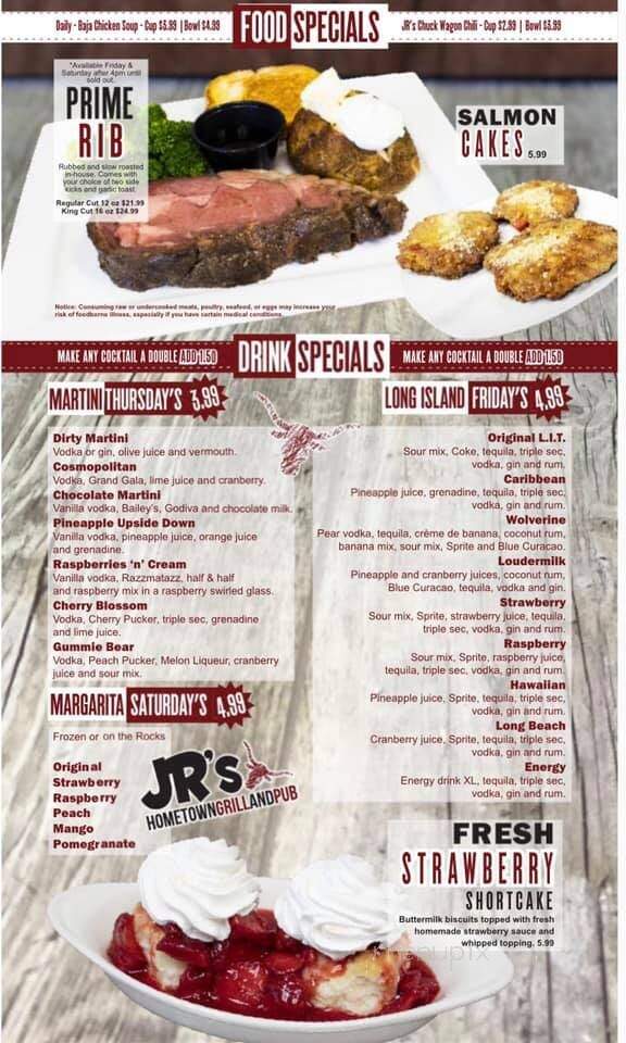 JR's Hometown Grill & Pub - Milan, MI menu_pic