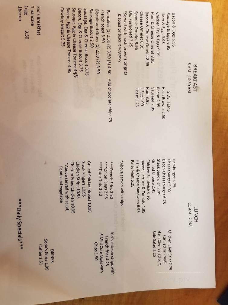 Tim's Place - Duncan, OK menu_pic