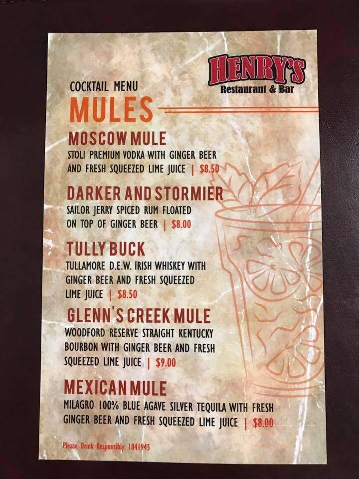 Henry's Restaurant & Bar Cayce - Cayce, SC menu_pic