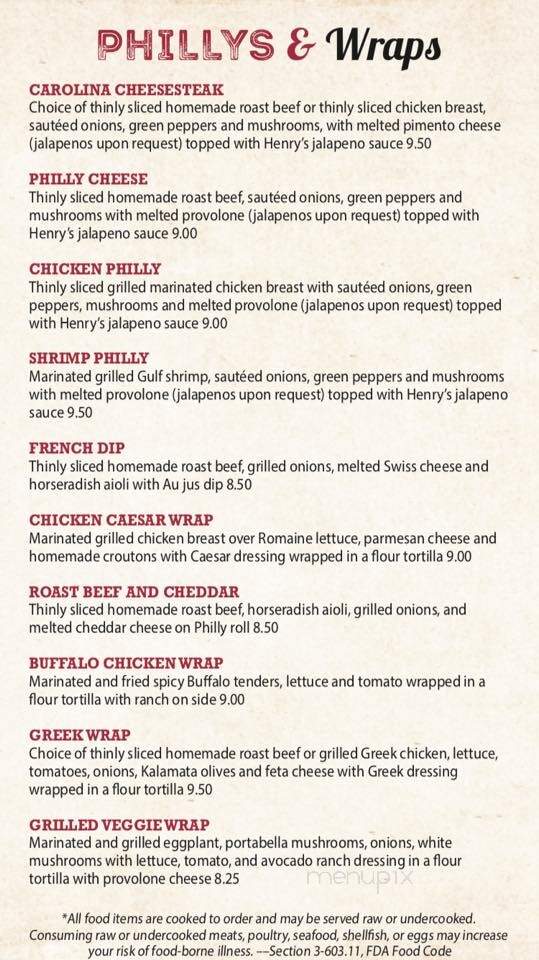 Henry's Restaurant & Bar Cayce - Cayce, SC menu_pic