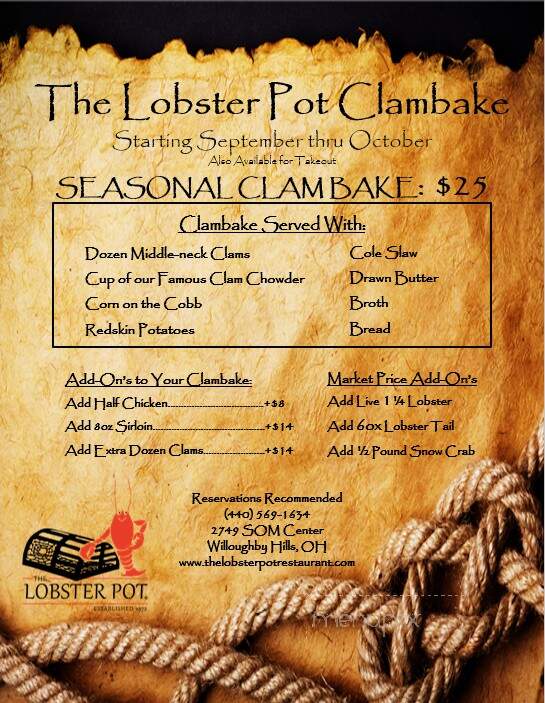 The Lobster Pot - Willoughby Hills, OH menu_pic