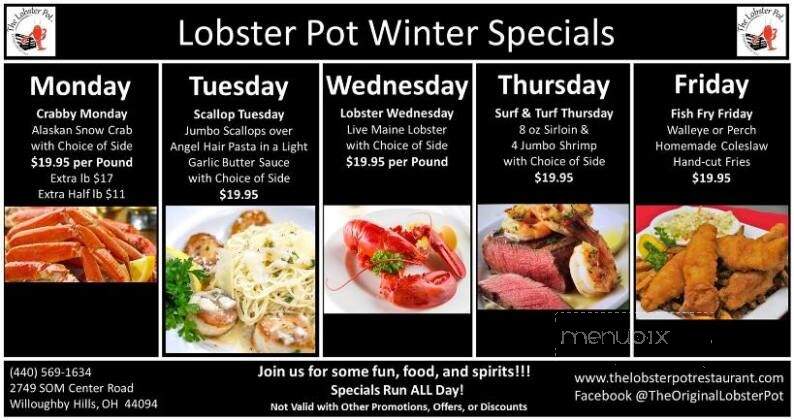 The Lobster Pot - Willoughby Hills, OH menu_pic
