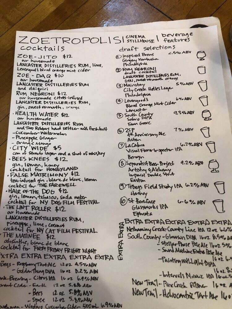 Zoetropolis Art House - Lancaster, PA menu_pic