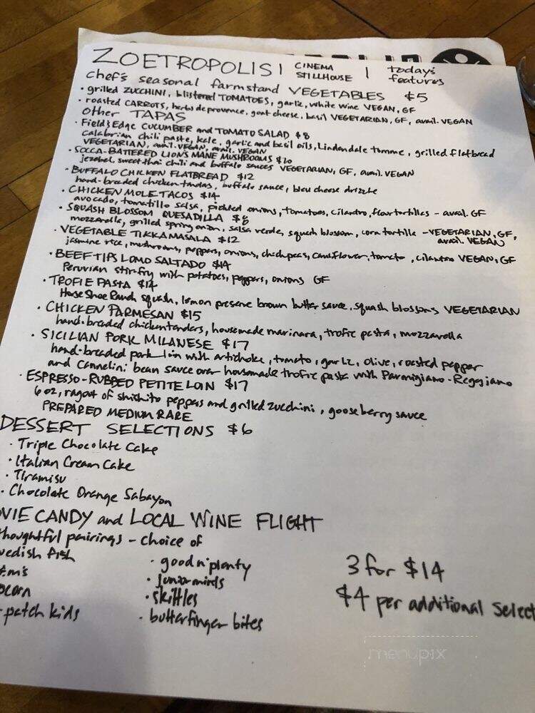Zoetropolis Art House - Lancaster, PA menu_pic