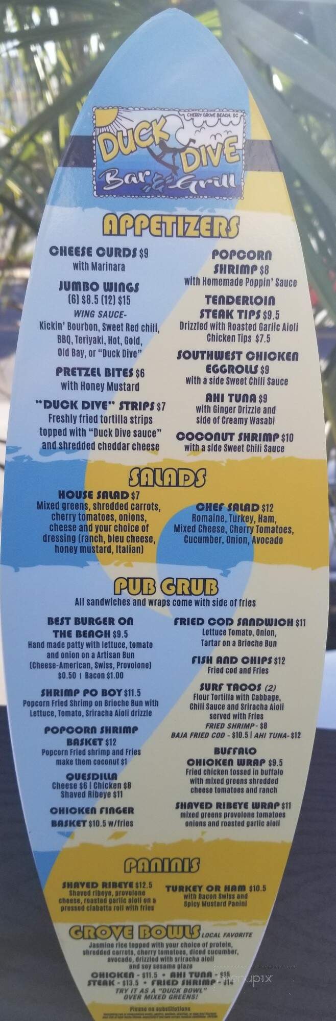 Duck Dive Bar And Grill - North Myrtle Beach, SC menu_pic