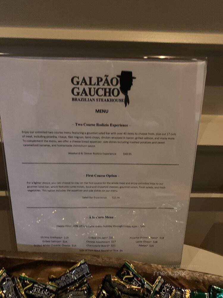 Galpao Gaucho Brazilian Steakhouse - Charleston, SC menu_pic