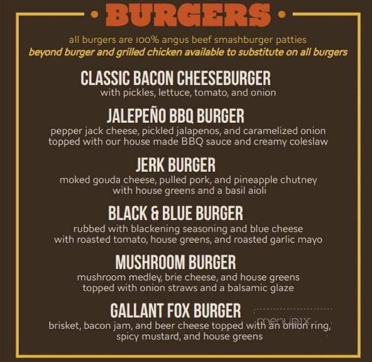 Gallant Fox Brewing - Louisville, KY menu_pic
