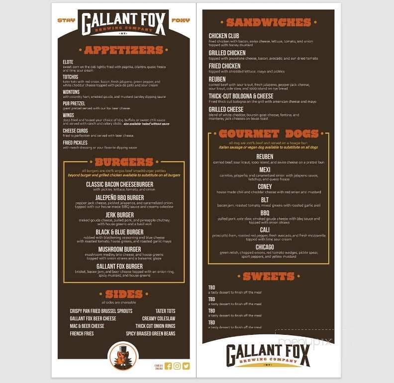 Gallant Fox Brewing - Louisville, KY menu_pic