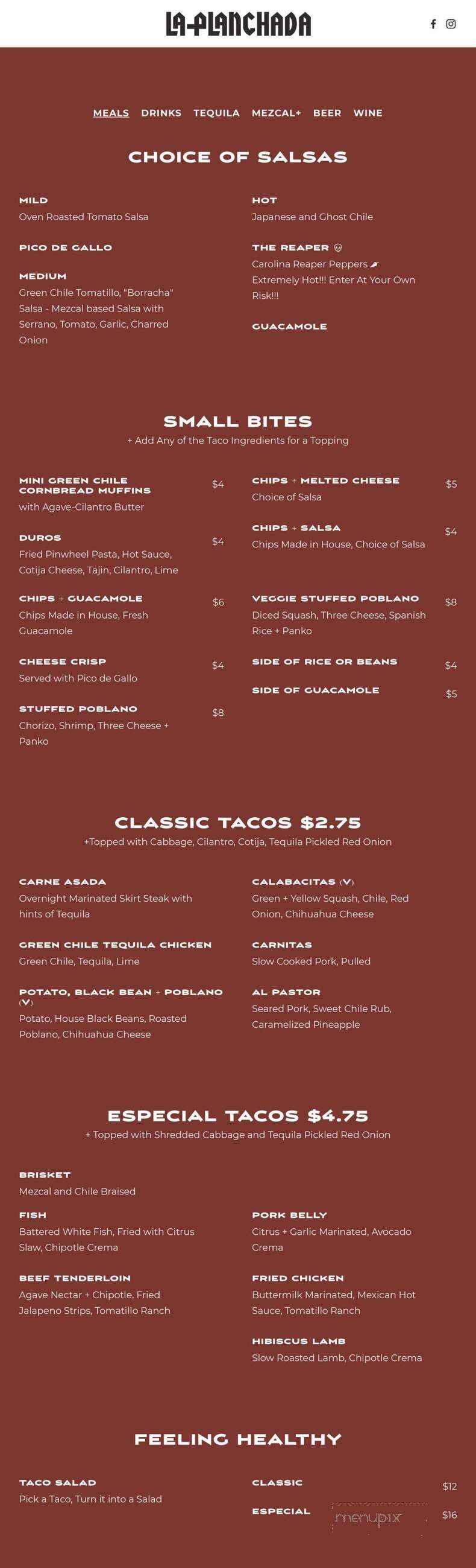 La Planchada - Prescott, AZ menu_pic