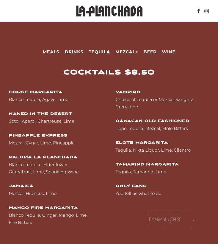 La Planchada - Prescott, AZ menu_pic