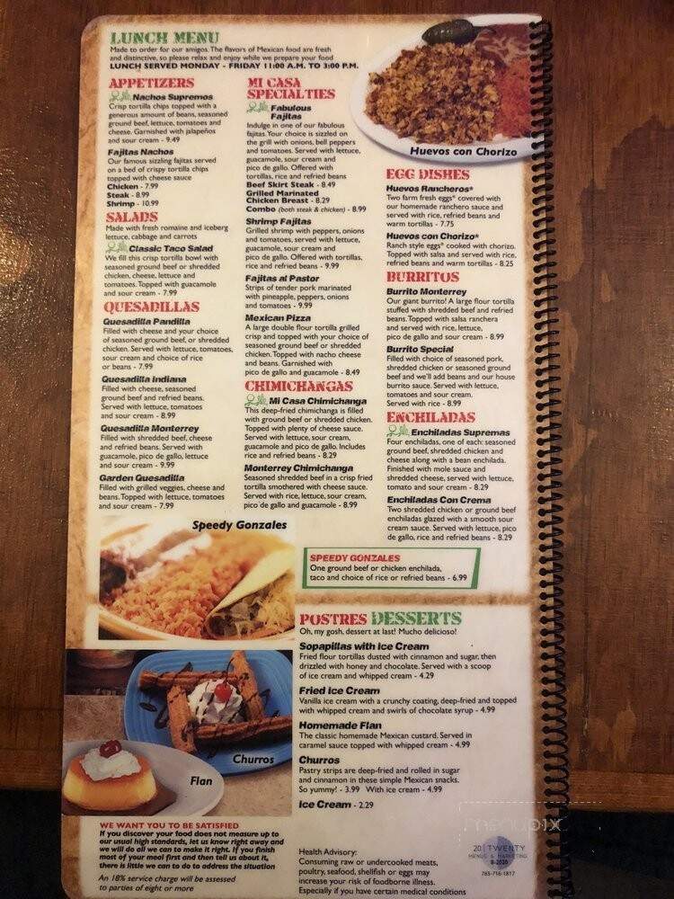 Mi Casa Mexican Restaurant - Greenfield, IN menu_pic