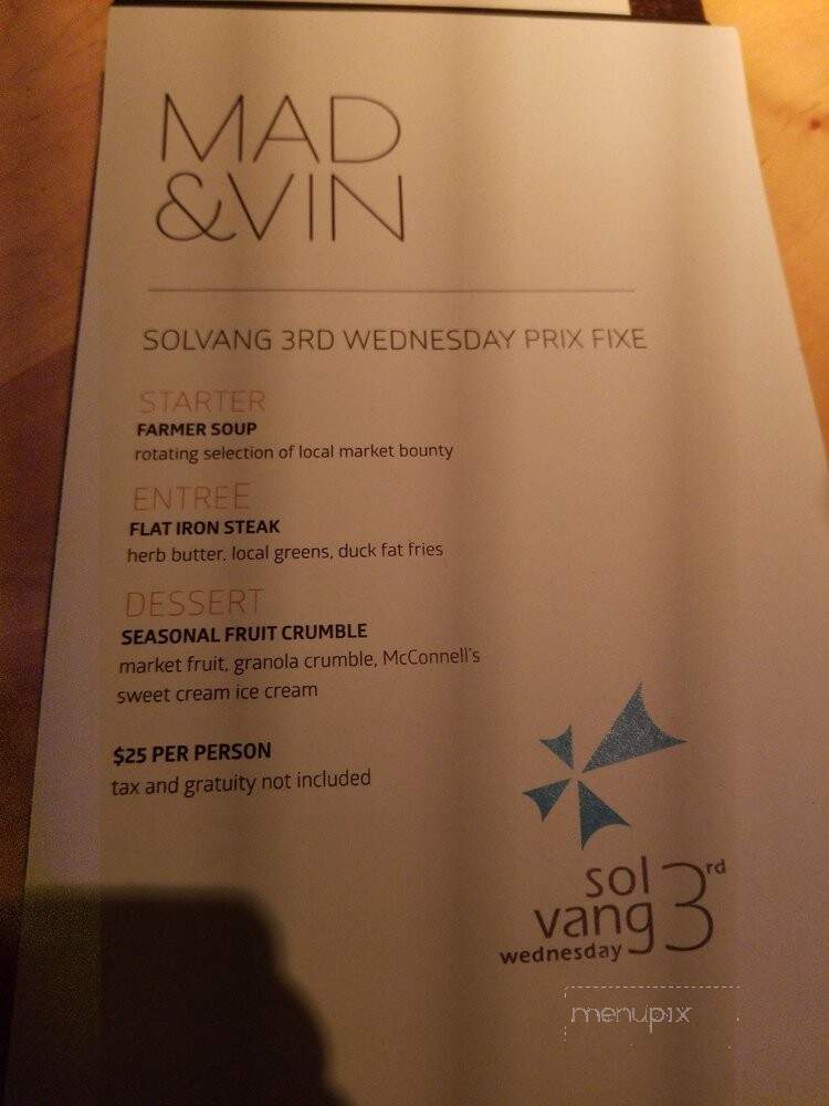 Mad & Vin - Solvang, CA menu_pic
