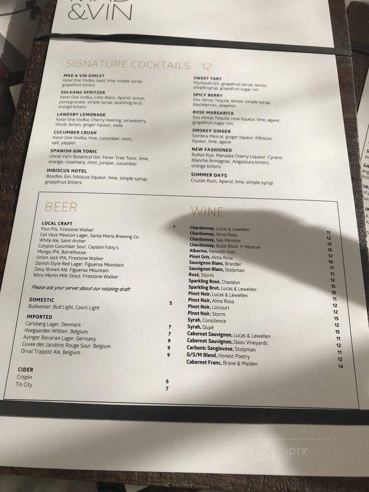 Mad & Vin - Solvang, CA menu_pic