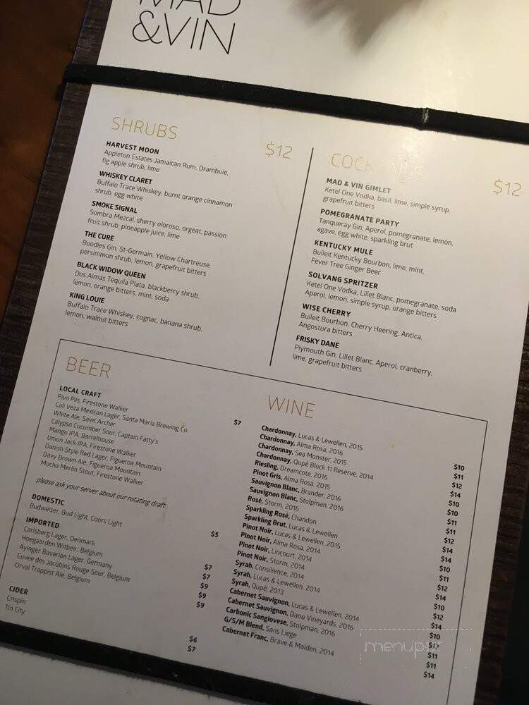 Mad & Vin - Solvang, CA menu_pic