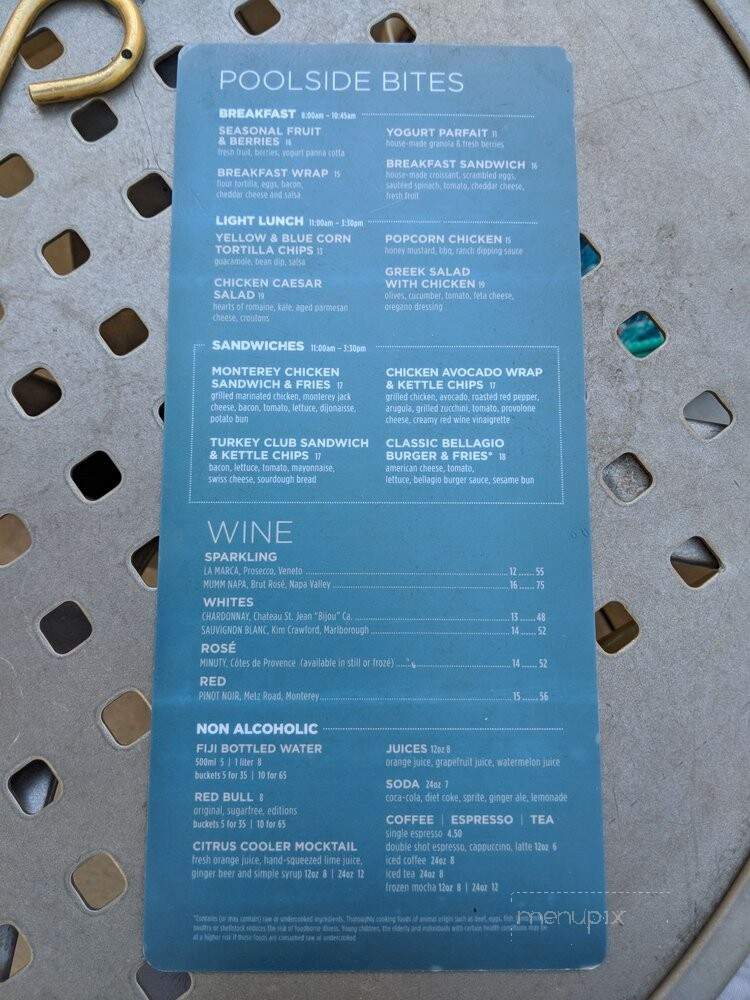 Pool Cafe/Cafe Bellagio - Las Vegas, NV menu_pic
