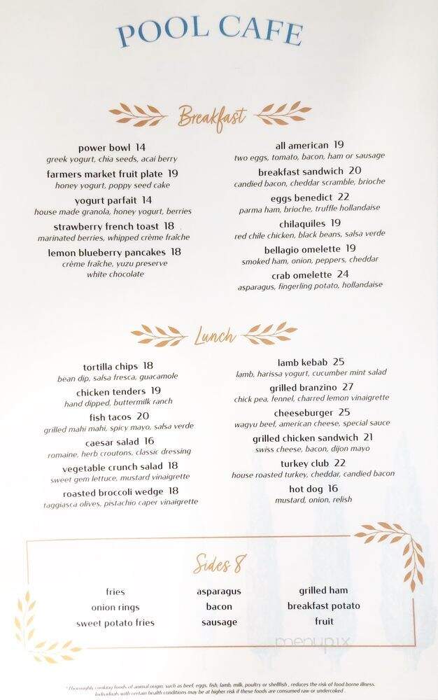 Pool Cafe/Cafe Bellagio - Las Vegas, NV menu_pic