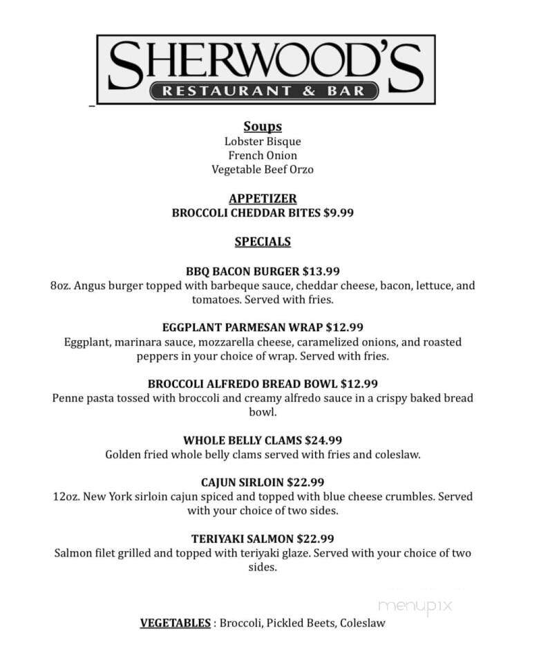 Sherwood's Restaurant & Bar - Woodstock, CT menu_pic