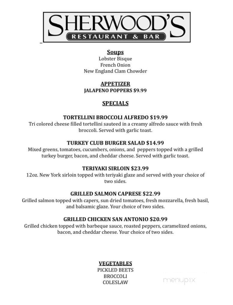 Sherwood's Restaurant & Bar - Woodstock, CT menu_pic