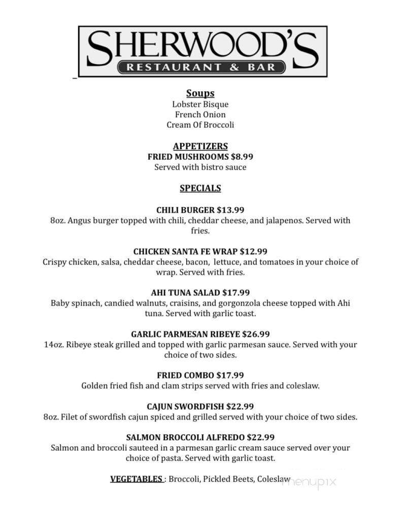 Sherwood's Restaurant & Bar - Woodstock, CT menu_pic
