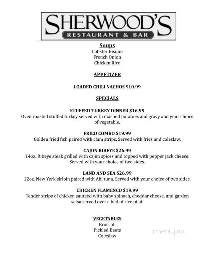 Sherwood's Restaurant & Bar - Woodstock, CT menu_pic