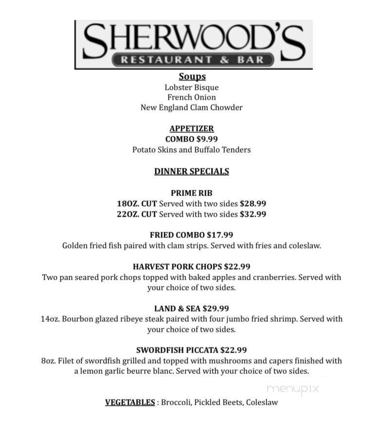 Sherwood's Restaurant & Bar - Woodstock, CT menu_pic