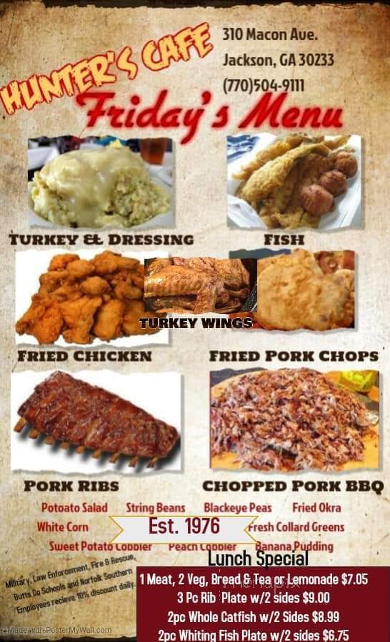 Hunter's Cafe - Jackson, GA menu_pic