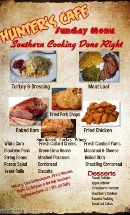 Hunter's Cafe - Jackson, GA menu_pic