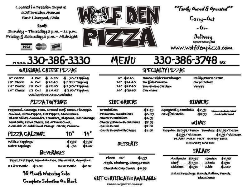 Wolf Den Pizza - East Liverpool, OH