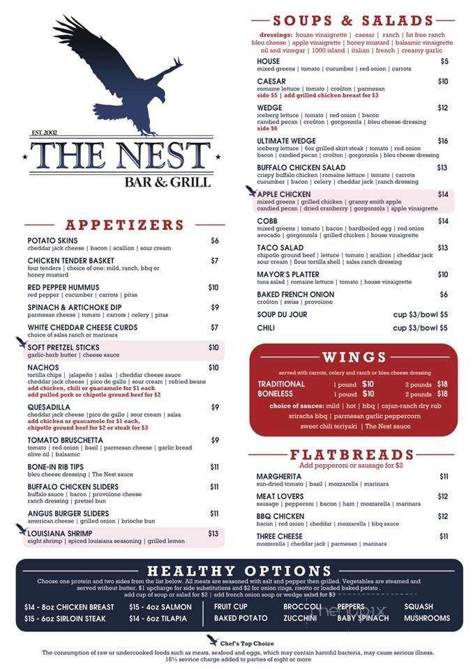 The Nest Bar & Grill at Bolingbrook Golf Club - Bolingbrook, IL menu_pic